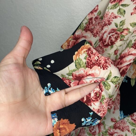 TOPSHOP Cold Shoulder Floral and Polka Dot MIDI Dress size 8 - Picture 7 of 11